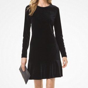 Michael Kors black velvet dress long sleeve